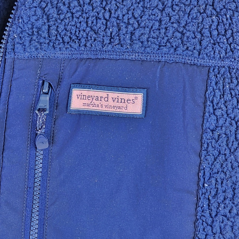Vineyard Vines Sherpa Fleece‎ Vest Mens XL Blue Full Zip Coastal Preppy Gorpcore - Picture 3 of 10